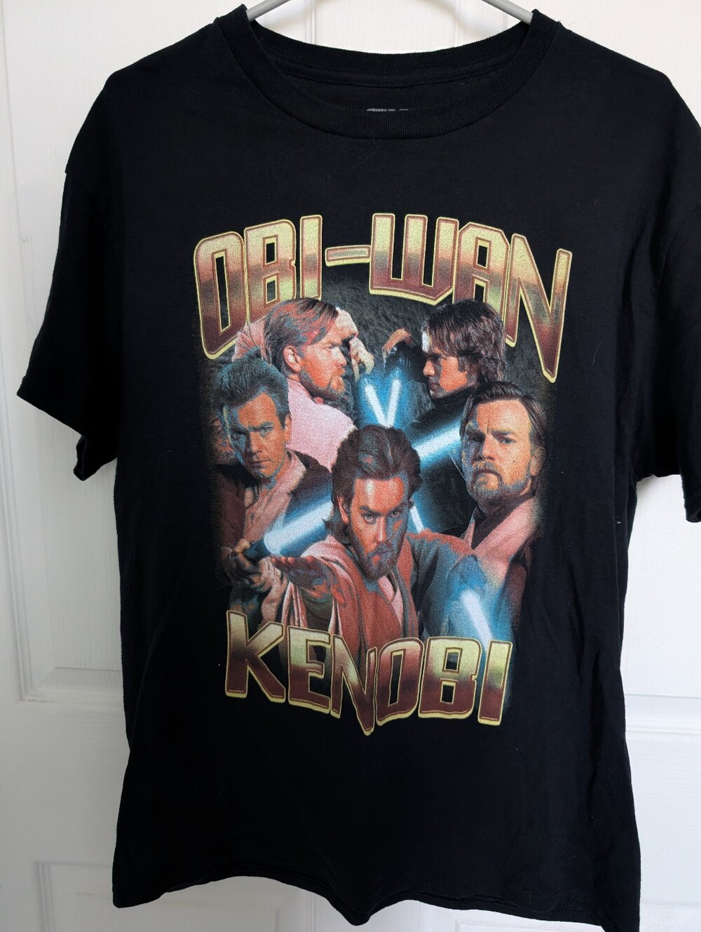 MAD Engine Black Obi-Wan Kenobi Graphic Tee with Gold & Blue Accents
